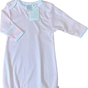 MONOGRAM LAYETTE GOWN BABY PINK PICOT TRIM by PATY