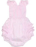 MONOGRAM PINK RUFFLE SEERSUCKER BUBBLE or SUNSUIT