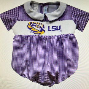 SMOCKED LSU TIGERS UNISEX BISHOP BUBBLE