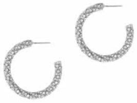 RHINESTONE PAVE HOOPS SILVER