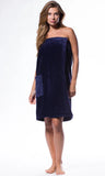 MONOGRAM TERRY VELOUR NAVY BATH WRAP