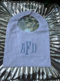 MONOGRAM WHITE BIB WHITE EMBROIDERED DOTS