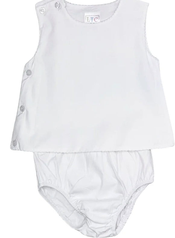 MONOGRAM WHITE 2PC DIAPER COVER SET