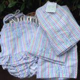 1PC SWIM SUIT MULTI STRIPE SEERSUCKER