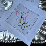 EMBROIDERED BUTTERFLIES COCKTAIL NAPKINS S/4