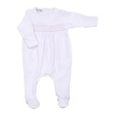 SMOCKED PINK MINI DOT FOOTIE