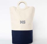 MONOGRAM CANVAS NAVY HANDLE LAUNDRY HAMPER