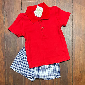 MONOGRAM 2PC RED & NAVY SEERSUCKER SHORT SET