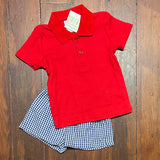 MONOGRAM 2PC RED & NAVY SEERSUCKER SHORT SET