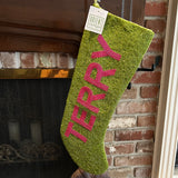 CUSTOM BEADED STOCKING ARIAL FONT