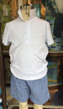 MONOGRAM 2PC WHITE/BLUE SEERSUCKER SHORT SET