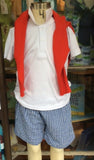 MONOGRAM 2PC WHITE/BLUE SEERSUCKER SHORT SET