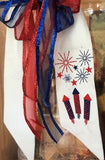 PATRIOTIC WREATH/ DOOR HANGER WITH EMBROIDERED SASH