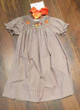 SMOCKED JACK-O-LANTERNS BISHOP DRESS