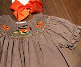 SMOCKED JACK-O-LANTERNS BISHOP DRESS