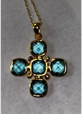 BLUE TOPAZ CROSS NECKLACE
