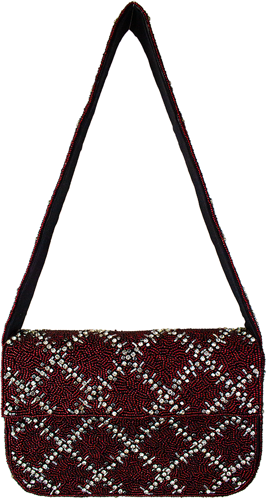 BEADED BURGUNDY SHOULDER BAG