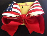 HAND PAINTED RED FLAG BOW- XL