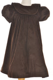 Brown Corduroy Girl Dress With Round Collar Monogramable: 5