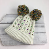 MARDI GRAS KIDS POM POM PEARL BEANIE