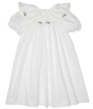 EMBROIDERED COLLAR BISHOP DRESS