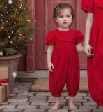 MONOGRAM RED CORDUROY ROMPER