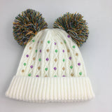 MARDI GRAS KIDS POM POM PEARL BEANIE
