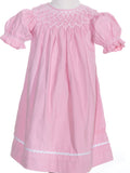 SMOCKED PINK CORDUROY BISHOP DRESS