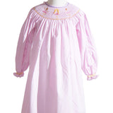 Pink Gingham Ballerina Smocked Long Sleeve Bishop Dress: 5