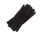 BLACK ULTRASUEDE TOUCHSCREEN GLOVES WITH FUR BALL
