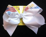 HAND PAINTED FLAG & FIREWORKS BOW- LARGE