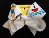 HAND PAINTED I HEART GYM BOW- LARGE