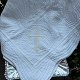 EMBROIDERED CROSS COTTON QUILT BABY BLANKET
