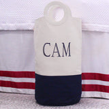 MONOGRAM CANVAS NAVY HANDLE LAUNDRY HAMPER