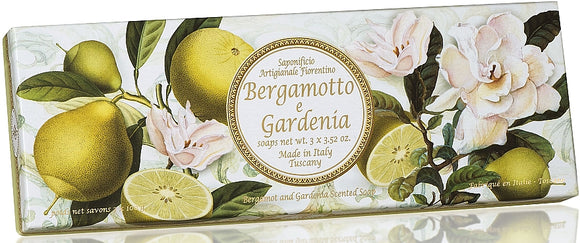 BERGAMOT & GARDENIA SAPONIFICIO ARTIGIANALE FIORENTINO LUXURY SOAP S/3