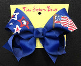 HAND PAINTED STARRY FLAG BOW- XL