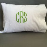 MONOGRAM PILLOW EMBROIDERED DOTS LIGHT GREEN WITH INSERT