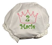 EMBROIDERED MONOGRAM CROWN EYELET BIRTHDAY DIAPER COVER