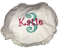 EMBROIDERED MONOGRAM BIRTHDAY DIAPER COVER or PANTY