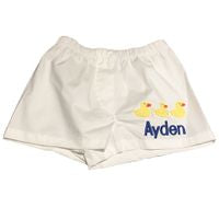 EMBROIDERED MONOGRAM 3 DUCKS & NAME BABY BOXERS DIAPER COVER