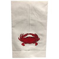 EMBROIDERED CRAB LINEN HAND TOWEL