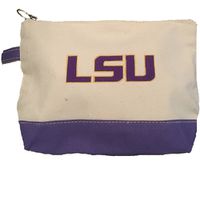LSU EMBROIDERED CANVAS POUCH OR MAKEUP BAG