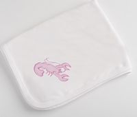 CRAWFISH APPLIQUE & EMBROIDERED COTTON KNIT PINK BLANKET