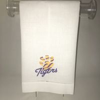 EMBROIDERED GUEST TOWEL LSU PAW TIGERS