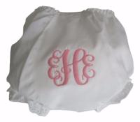 EMBROIDERED MONOGRAM VINES INITIALS EYELET DIAPER COVER