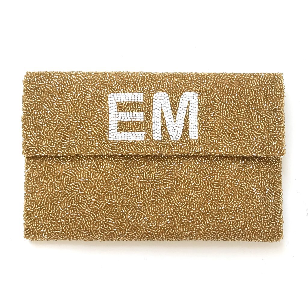 Beaded clutch monogram sale