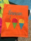 EMBROIDERED BEACH TOWEL SNOWBALLS & NAME
