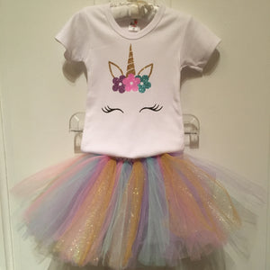 GIRLS UNICORN GLITTER T SHIRT