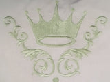 GREEN CROWN EMBROIDERED PILLOW