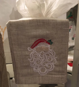 EMBROIDERED CHRISTMAS TISSUE BOX COVER BEAUTIFUL SANTA